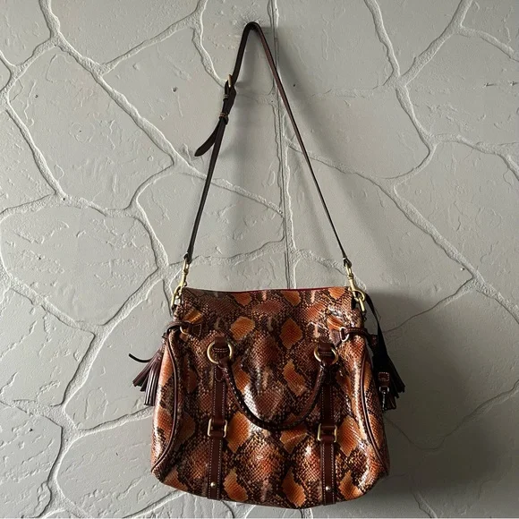 Rare Vintage Dooney & Bourke Python Embossed Leather Bucket Bag – Style 9P940 OR